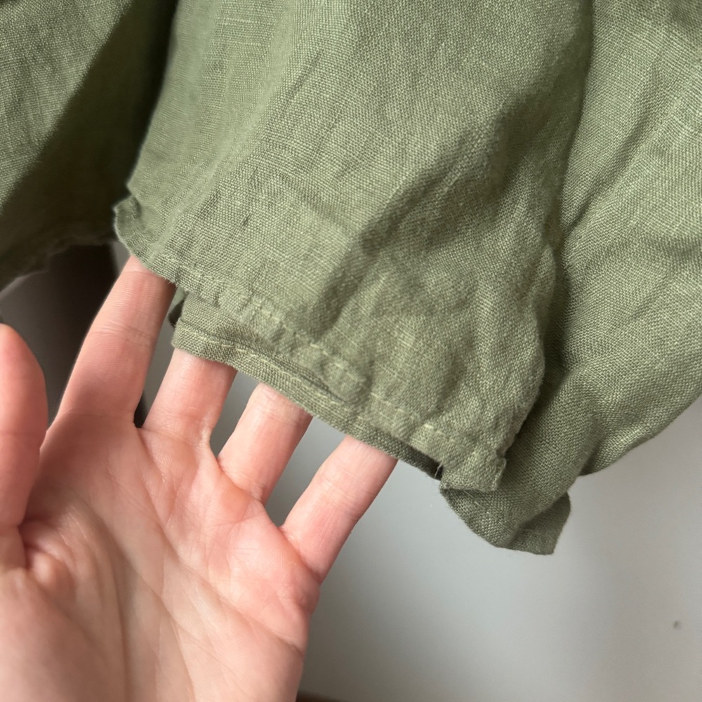 NWT | ZARA 100% LINEN SAGE OLIVE GREEN BRAIDED COVERALL WIDE LEG BOHO JUMPSUIT - Picture 9 of 9